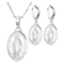 Women Mother Virgin Mary Pendant Necklace & Earrings Set