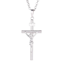 Women Trendy Platinum Plated Jesus Chain Christmas Pendant Necklace - sparklingselections