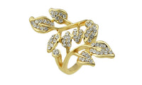 Zinc Alloy Rhinestone Leaf Crystal Ring For Women 