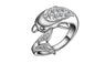 Fashion Silver Plated Punk Black Crystal Dolphin Ring (6,7,9)