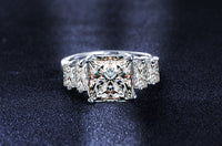 White Gold Plated Rectangle Cut Luxurious CZ Zircon Ring(6,7,8)