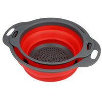 2pcs Red Collapsible Silicone Colander Mesh Vegetable Strainer - sparklingselections