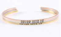 Unisex Delicate NEVER GIVE UP Inspirational Bangle - sparklingselections