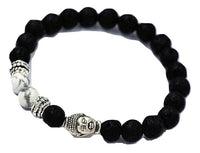 Stylish Black Lava Stone Buddha Beads Unisex Bracelet
