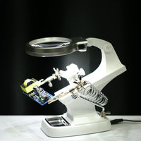 LED Magnifying Glass Clip Holder Clamp Soldering Iron Repair Tool - sparklingselections