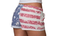 Elastic Mid-Waist American Flag Print Casual Short Pants For Women - sparklingselections