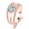 Austrian Crystal Rose Gold Flower Engagement Rings For Women's Fashion Wedding, Party Jewelry Girls Gifts