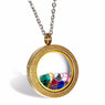 New Stainless Steel Matte Glass Round Living Floating Pendant Necklace