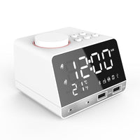 Digital Dual USB Interface Charging Bluetooth Alarm Clock Speaker With LED Mirror - sparklingselections