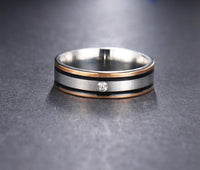 Elegant Double Black Border Titanium Rings For Women - sparklingselections