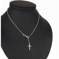 New Infinity and cross Necklace Casual Personality Infinity Cross Lariat Pendant Silver Plated Necklace - sparklingselections