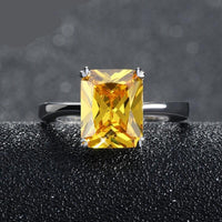 Women's Yellow Square Zircon Crystal Finger Engagement Ring - sparklingselections