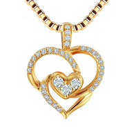 New Love Hearts Shaped 925 Jewelry Gold Color Necklace Pendant For Women - sparklingselections