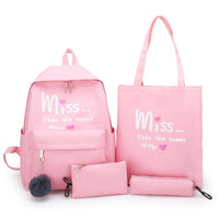 Women Nylon School Backpacks Schoolbag Teenagers School Backpack 4pcs - sparklingselections