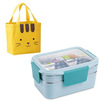 Double Layers Stainless Steel Cartoon Kids Lunch Box With Bag - sparklingselections