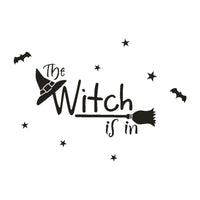 New Stylish Happy Halloween Witch Bat Window Wall Sticker - sparklingselections