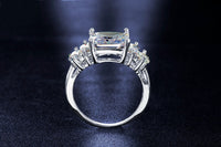 White Gold Plated Rectangle Cut Luxurious CZ Zircon Ring(6,7,8)