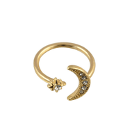 Beautiful Moon and Star Gold-Color Alloy White Rhinestone Rings - sparklingselections
