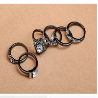 Elegant Wedding Engagement Crystal Black Gun Plated Ring Set for Women - sparklingselections