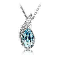 Water Drop With Crystal Leaves Earrings Necklace Jewelry Sets  for women