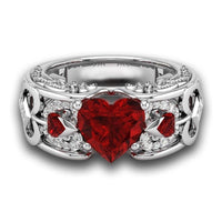 Hollow Heart Crown Trendy Crystal Bride Wedding Engagement Party Ring - sparklingselections