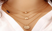 Gold Color 3 Layer Chain Bar Necklace