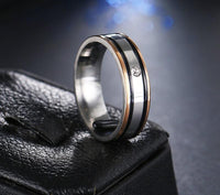 Elegant Double Black Border Titanium Rings For Women - sparklingselections