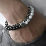 New Stainless Steel Natural Map Stone Tiger Eye Bracelet Male Jewelry