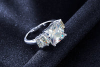 White Gold Plated Rectangle Cut Luxurious CZ Zircon Ring(6,7,8)