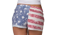 Elastic Mid-Waist American Flag Print Casual Short Pants For Women - sparklingselections