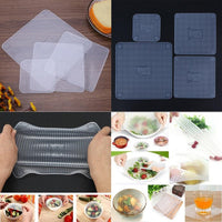 4pcs Reusable Silicone Food Wraps Seal Vacuum Cover Stretch Lid - sparklingselections