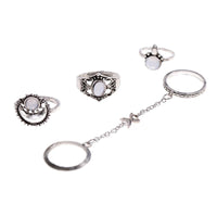 5 Pcs/Set Pinksee Hollow Flower Crystal Rings - sparklingselections