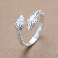 Silver Plated Snake Shaped Ring For Women (Adjustable) - sparklingselections