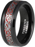 Black Celtic Dragon Inlay Couples Wedding Promise Ring