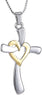 New Trendy Gold Color Heart Cross Pendant Necklace For Women Lovers Necklace For Girlfriend, Gifts