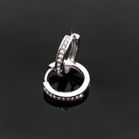New Silver Plated Round Square Crystal Hoop Huggie Earrings Men Women Fashion Casual Regular Unisex Earrings - sparklingselections