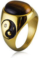 New Fashion Tiger's Eye Stone Stainless Steel Ring Men's Jewelry - sparklingselections