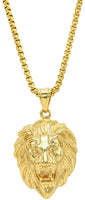 New Top Quality Men's Gold Flat Chain Lion Head Pendant Necklace Hip Hop Casual Fashion Necklace Jewelry - sparklingselections