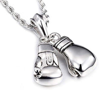 New Stainless Steel Chain Pair Boxing Gloves Pendant Necklace 316L Punk Men Gym College Necklace - sparklingselections
