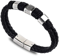 Hot Selling Men Black Braided Leather Bracelets Geometric Fashion Strand Sports Casual Bracelets - sparklingselections