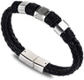 Hot Selling Men Black Braided Leather Bracelets Geometric Fashion Strand Sports Casual Bracelets
