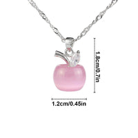 Apple Shape Pendant Necklace High Quality Crystal Leaf Charm Necklace For Women, Girls, Gift Jewelry - sparklingselections