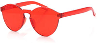Integrated Rimless Oversized Colored Transparent Round Eyewear Retro Sunglasses for Women