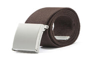 Waist Belt Silver Metal Buckle Canvas Waistband Strap - sparklingselections