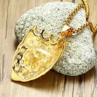 Men Lion Head Pendant Inlay Rhinestone Necklace - sparklingselections