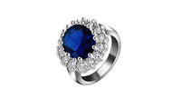 Princess Diana William Blue Zircon Engagement Ring Silver Color Wedding Rings For Women - sparklingselections