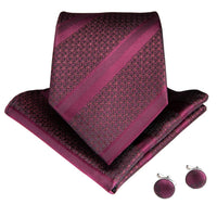 Men Silk Tie Pocket Square Cufflinks Set Neck Tie Gift for Business Wedding - sparklingselections