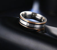 Elegant Double Black Border Titanium Rings For Women - sparklingselections