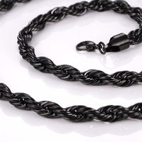 Trendy Men's Hip Hop Rope Chain Necklace Stainless Steel Rock Jewelry - sparklingselections
