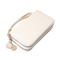 New Lady PU Leather Money Holder Solid Double Pull Wallet - sparklingselections